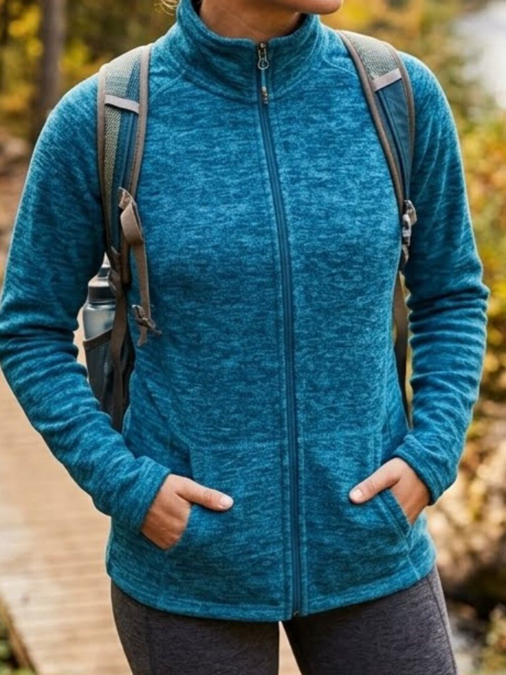 Denver Hayes T-Max Heat Women's Full Zip Fleece Jacket Teal Blue Size S/P